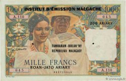 1000 Francs - 200 Ariary MADAGASCAR  1961 P.054 TTB+