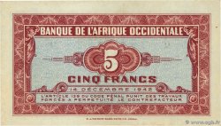 5 Francs FRENCH WEST AFRICA  1942 P.28a fST+