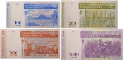 500 Francs - 100 Ariary au 5000 Francs - 1000 Ariary Lot MADAGASCAR  2004 P.086b, P.087a, P.088b et P.089a SUP