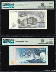 2 et 100 Krooni Lot ESTONIA  1992 P.70a et P.74a UNC-