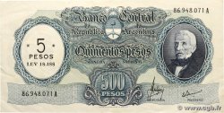 5 Pesos sur 500 Pesos ARGENTINA  1969 P.283