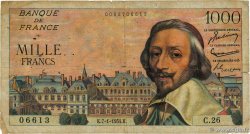 1000 Francs RICHELIEU FRANCE  1954 F.42.04 VG