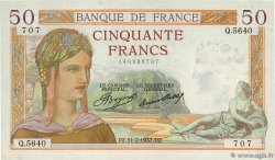 50 Francs CÉRÈS FRANCE  1937 F.17.34 VF