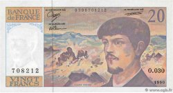 20 Francs DEBUSSY à fil de sécurité FRANKREICH  1990 F.66BIS.01