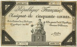 50 Livres FRANKREICH  1792 Ass.39a S