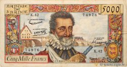 5000 Francs HENRI IV FRANCE  1958 F.49.05