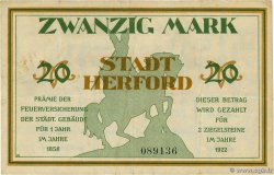 20 Mark GERMANIA Herford 1922 P.-- q.BB