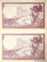 5 Francs FEMME CASQUÉE Consécutifs FRANCE  1933 F.03.17 UNC-