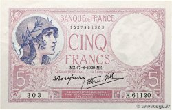 5 Francs FEMME CASQUÉE modifié FRANCE  1939 F.04.06