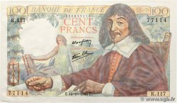 100 Francs DESCARTES FRANCE  1944 F.27.08 AU