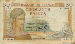 50 Francs CÉRÈS modifié FRANCE  1939 F.18.34