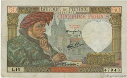 50 Francs JACQUES CŒUR FRANCE  1940 F.19.02 F