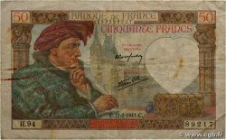 50 Francs JACQUES CŒUR FRANCE  1941 F.19.12