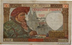 50 Francs JACQUES CŒUR Numéro spécial FRANCE  1941 F.19.14