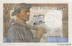 10 Francs MINEUR FRANCIA  1947 F.08.17 FDC