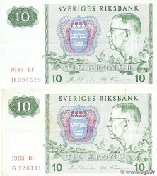 10 Kronor Lot SUÈDE  1983 P.52e MB