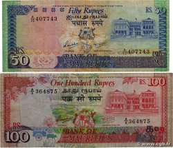 50 et 100 Rupees Lot MAURITIUS  1986 P.37b et P.38 F+