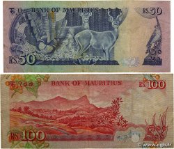 50 et 100 Rupees Lot MAURITIUS  1986 P.37b et P.38 F+