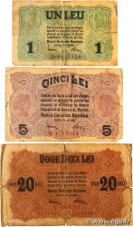 1, 5  et 20 Lei Lot ROUMANIE  1917 P.M03, P.M05 et P.M06 AB