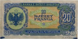 20 Franga ALBANIE  1945 P.16 TB