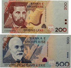 200 et 500 Lekë Lot ALBANIA  2007 P.71a et P.72a AU+