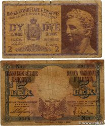 2 et 10 Lek Lot ALBANIE  1940 P.09 et P.10 B