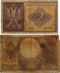 2 et 10 Lek Lot ALBANIE  1940 P.09 et P.10 B