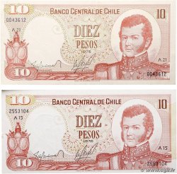 10 Pesos Lot CHILI  1976 P.150a et P.150b SUP