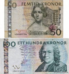 50 et 100 Kronor Lot SUÈDE  2004 P.64a et P.065c VG