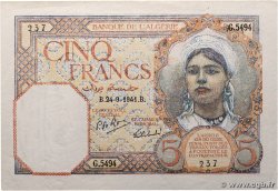 5 Francs ALGÉRIE  1941 P.077b SUP