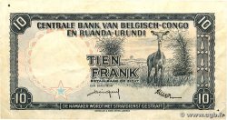 10 Francs BELGIAN CONGO  1958 P.30b F+