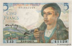 5 Francs BERGER FRANKREICH  1943 F.05.01 fST+