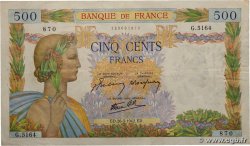 500 Francs LA PAIX FRANCIA  1942 F.32.32 q.BB