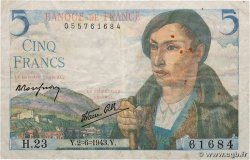 5 Francs BERGER FRANCE  1943 F.05.01