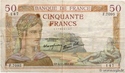 50 Francs CÉRÈS modifié FRANCE  1937 F.18.04