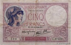 5 Francs FEMME CASQUÉE modifié FRANCIA  1940 F.04.17 BC