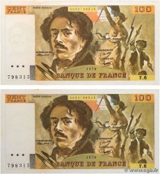 100 Francs DELACROIX modifié Lot FRANCE  1978 F.69.01dx