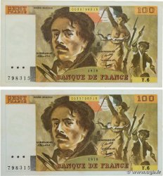 100 Francs DELACROIX modifié Lot FRANCE  1978 F.69.01dx