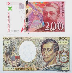 200 Francs Lot FRANCE  1992 F.70.12c et F.75.03b AU+