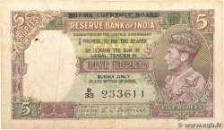 5 Rupees BURMA (VOIR MYANMAR)  1945 P.26b BC