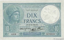 10 Francs MINERVE modifié FRANCE  1939 F.07.13 SPL