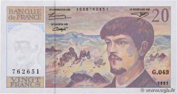 20 Francs DEBUSSY à fil de sécurité FRANCE  1993 F.66bis.05