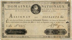 60 Livres FRANCE  1791 Ass.14a TB