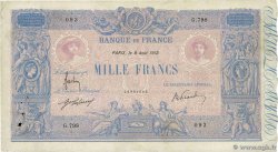 1000 Francs BLEU ET ROSE FRANCIA  1912 F.36.26 q.BB