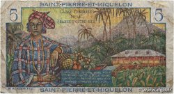 5 Francs Bougainville SAINT PIERRE AND MIQUELON  1946 P.22 VG