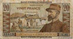 20 Francs Émile Gentil SAINT PIERRE AND MIQUELON  1946 P.24 VG