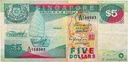 5 Dollars SINGAPORE  1989 P.19 VG