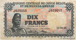 10 Francs BELGIAN CONGO  1955 P.30a F