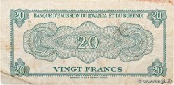 20 Francs RWANDA BURUNDI  1960 P.03a TTB