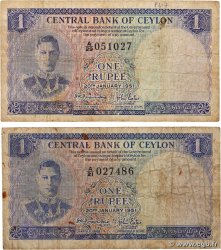 1 Rupee Lot CEYLAN  1951 P.047 B